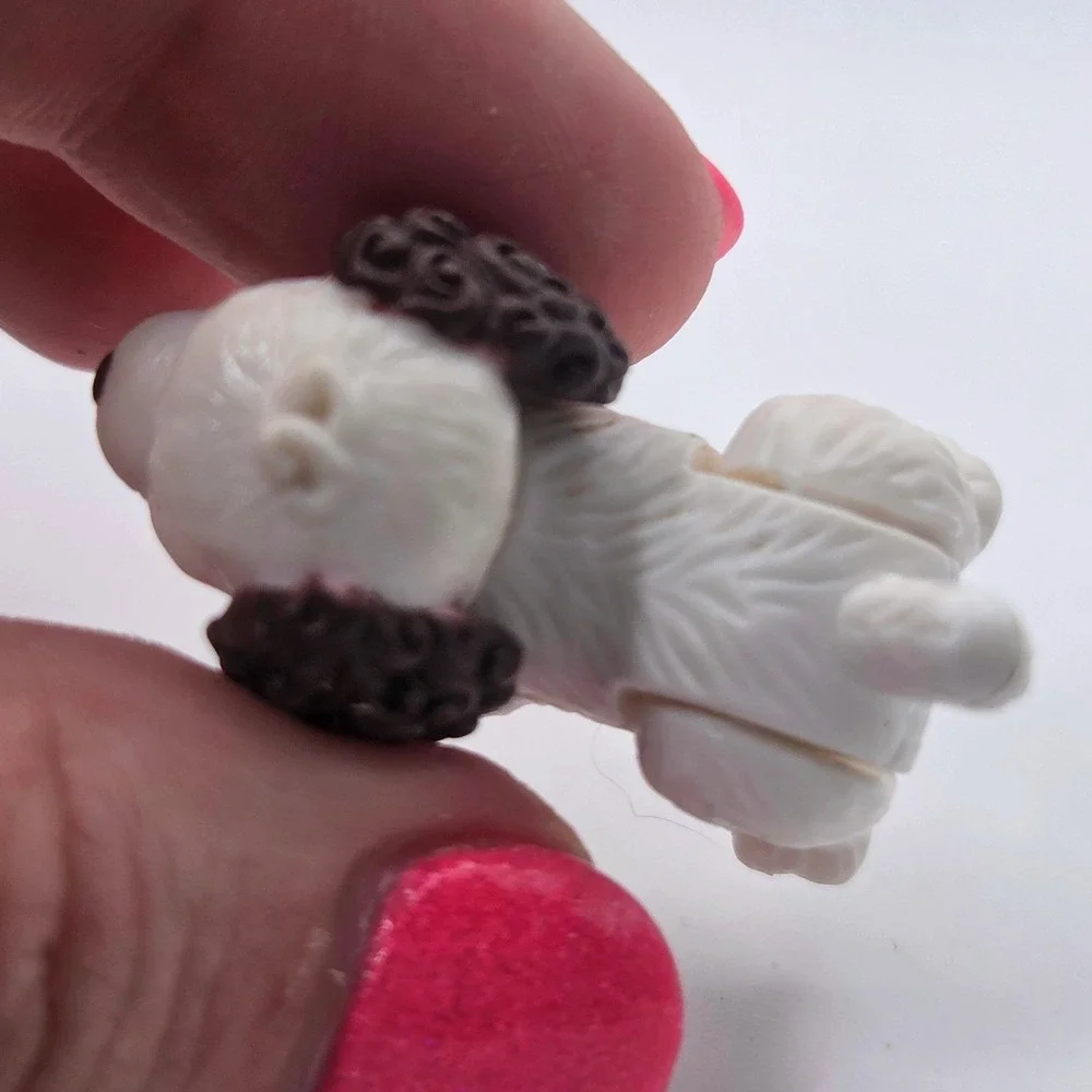 Vintage Dolly Pocket Magnetic White Spaniel Dog Figure Poseable Mini Pet